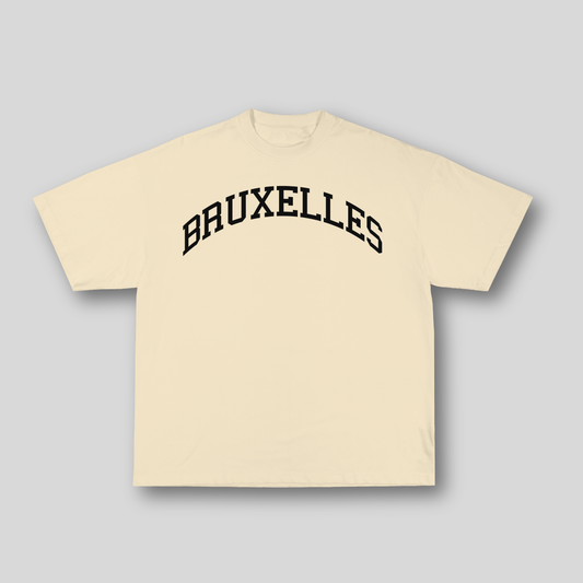 T-shirt Oversize Bruxelles – Beige Crème & Noir | 100% Coton Bio Premium