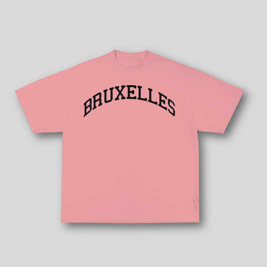 T-shirt Oversize Bruxelles – Rose & Noir | 100% Coton Bio Premium