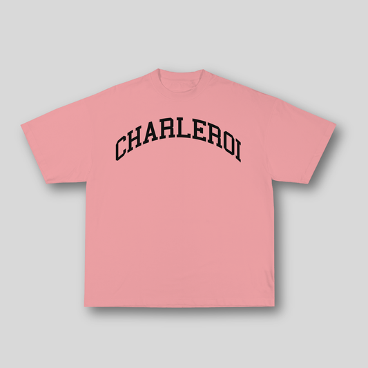 T-shirt Oversize Charleroi – Rose & Noir | 100% Coton Bio Premium