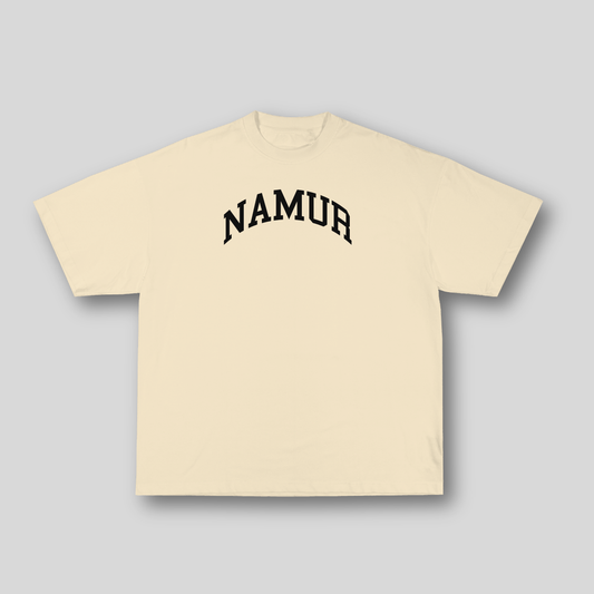 T-shirt Oversize Namur – Beige Crème & Noir | 100% Coton Bio Premium