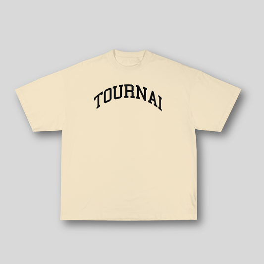 T-shirt Oversize Tournai – Beige Crème & Noir | 100% Coton Bio Premium