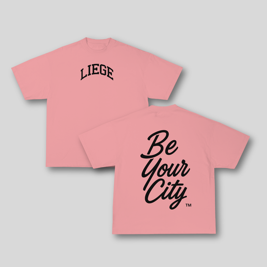 T-shirt Oversize Liège – Rose & Noir | 100% Coton Bio Premium